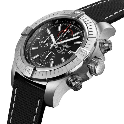 breitling super avenger black leather strap|Super Avenger Chronograph 48 Stainless steel .